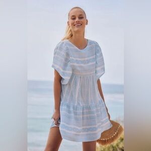 Anthropologie Maeve Tiered Striped Mini Dress